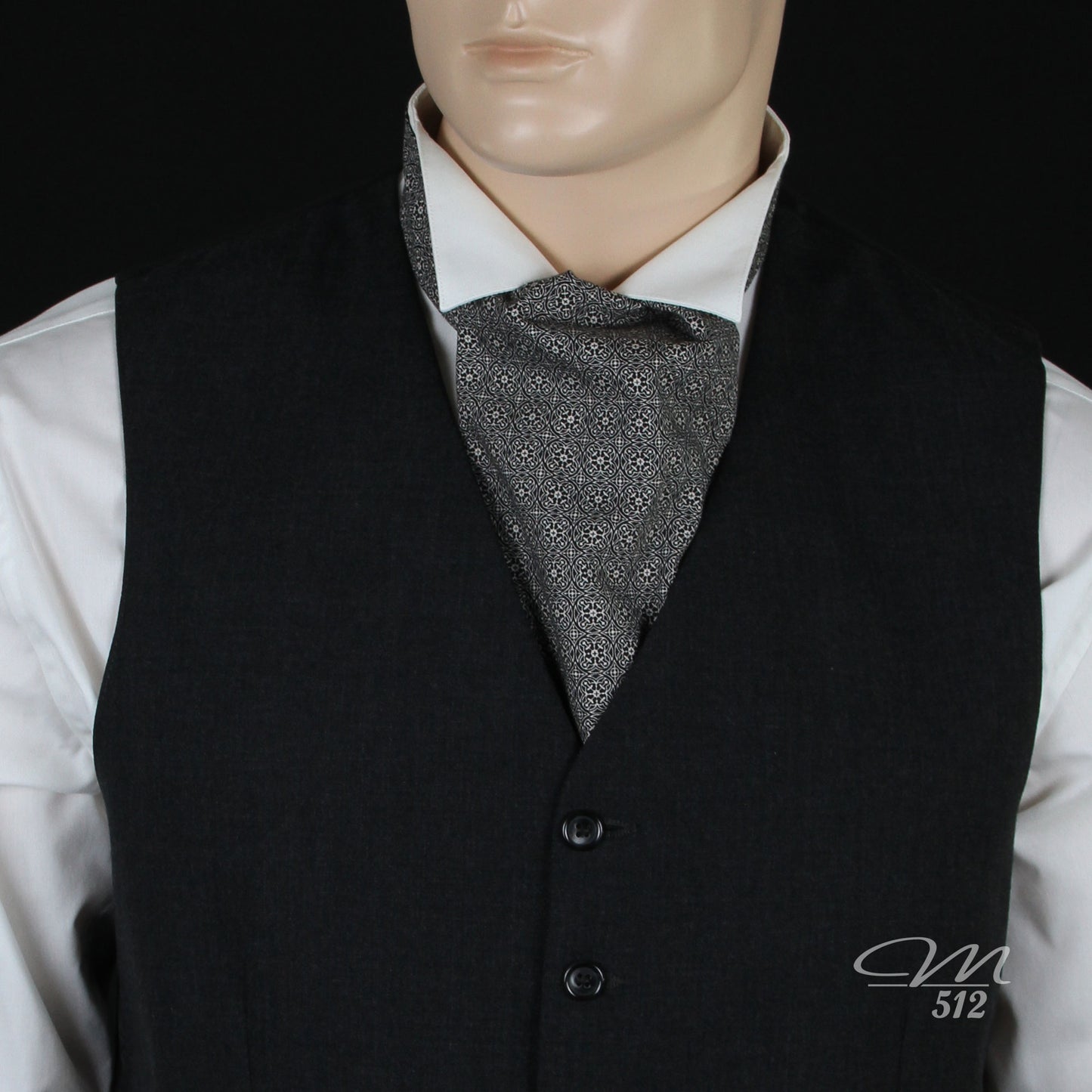 Krawattenschal Ornamente Schwarz und Creme
