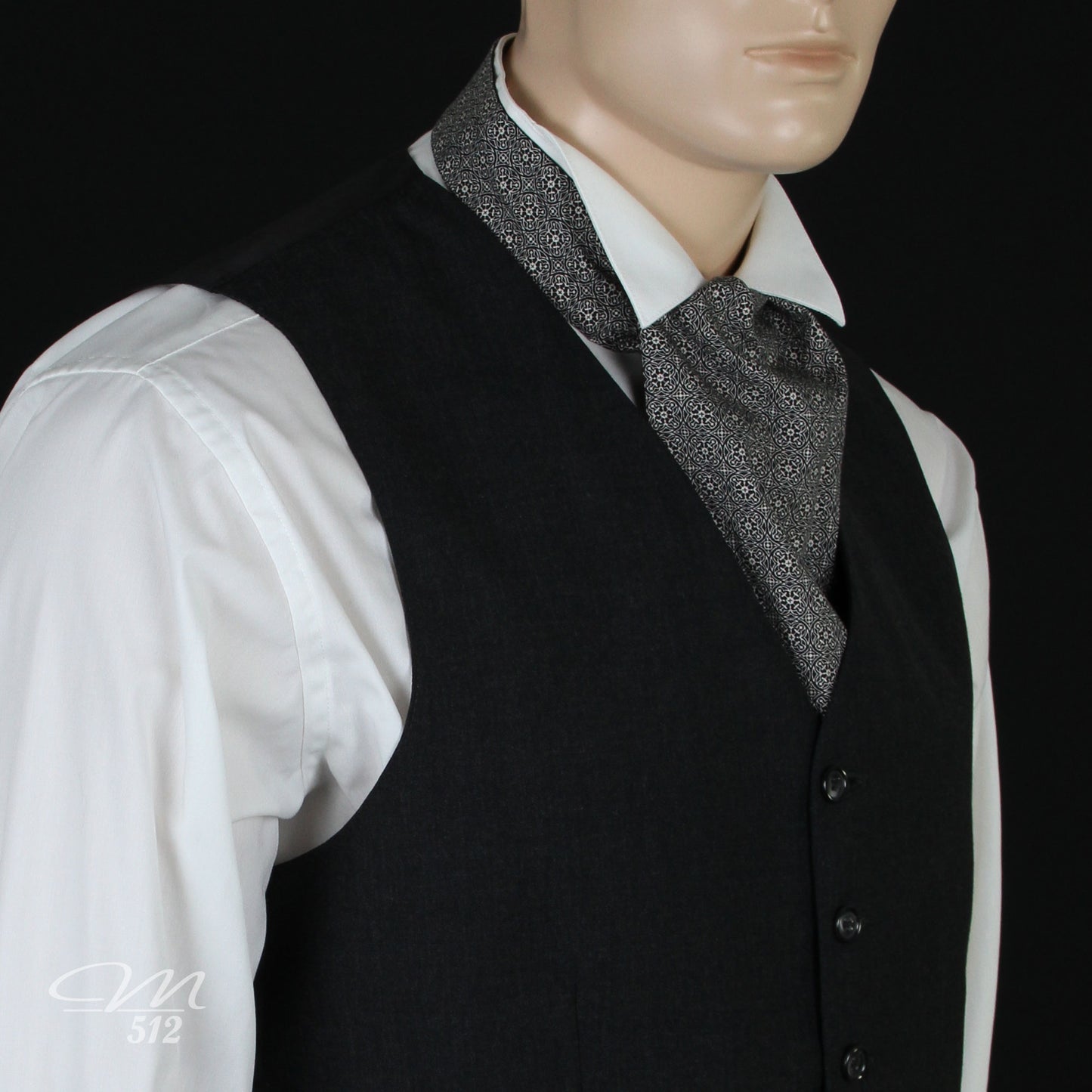 Krawattenschal Ornamente Schwarz und Creme
