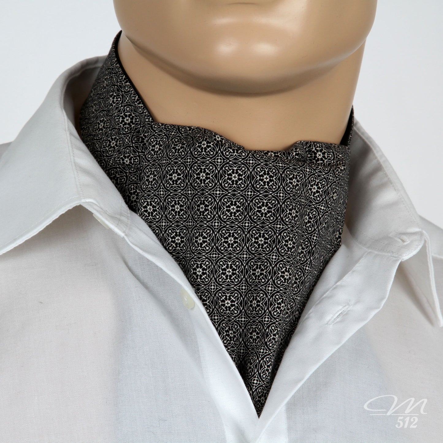Krawattenschal Ornamente Schwarz und Creme