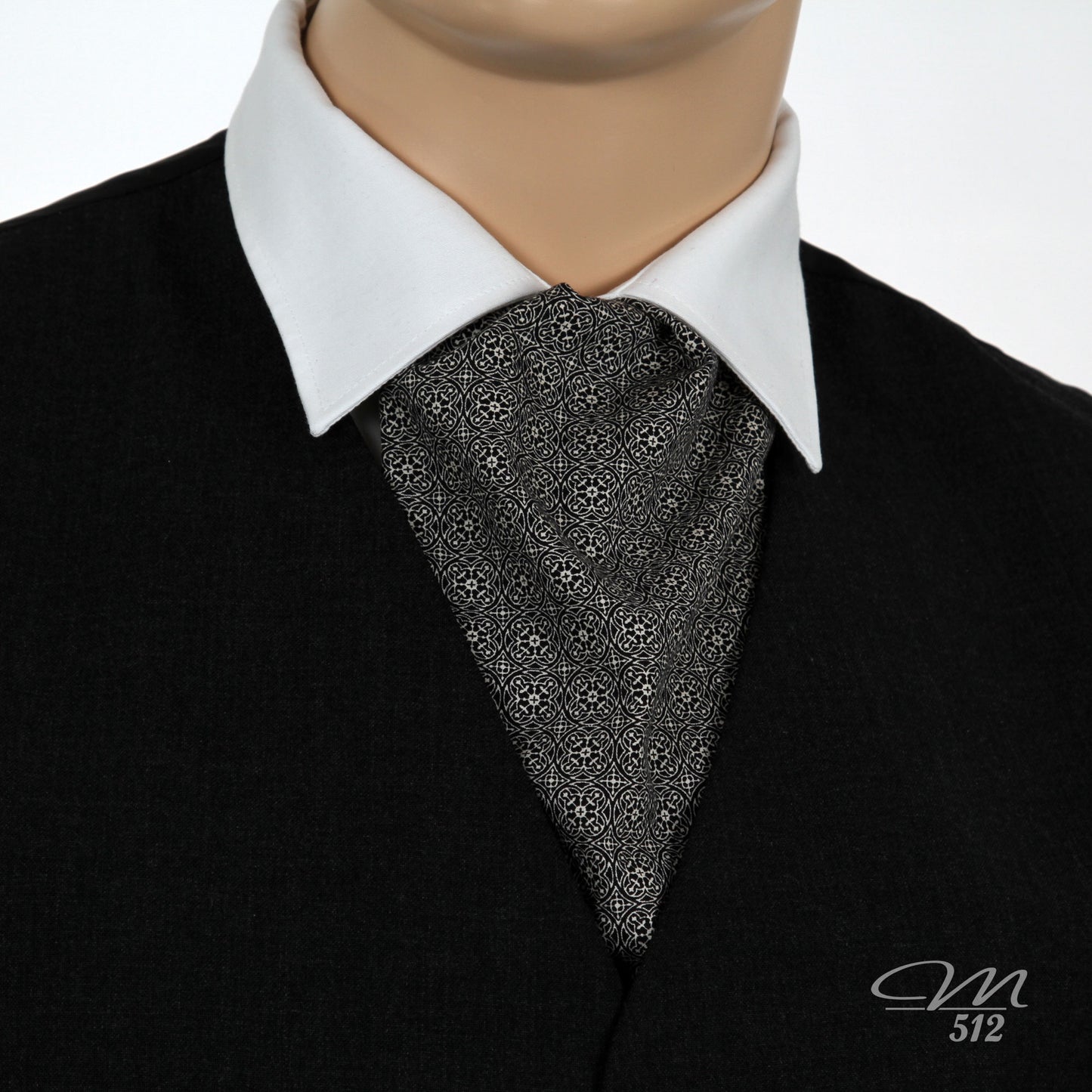 Krawattenschal Ornamente Schwarz und Creme