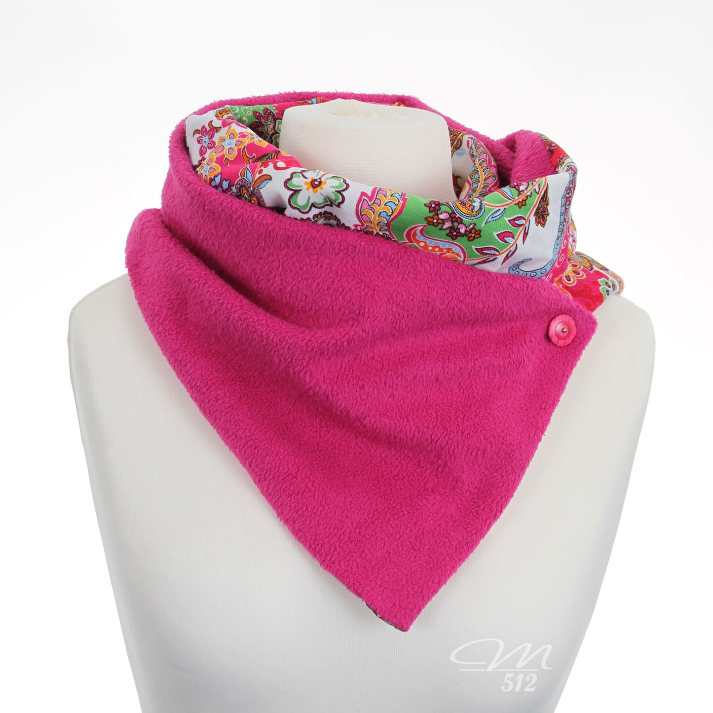 Warmes DRAPÉ Blüten-Paisley auf Weiß mit Pink