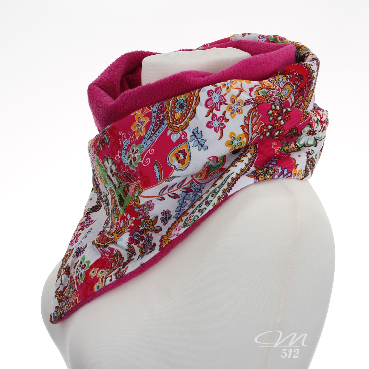 Warmes DRAPÉ Blüten-Paisley auf Weiß mit Pink