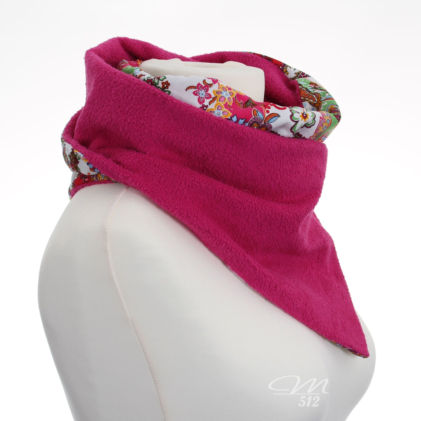 Warmes DRAPÉ Blüten-Paisley auf Weiß mit Pink