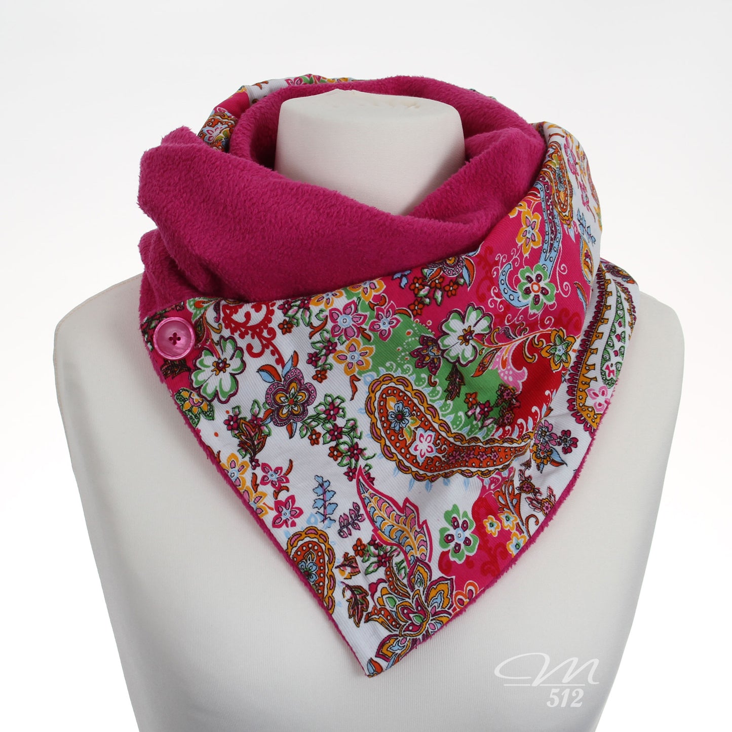 Warmes DRAPÉ Blüten-Paisley auf Weiß mit Pink
