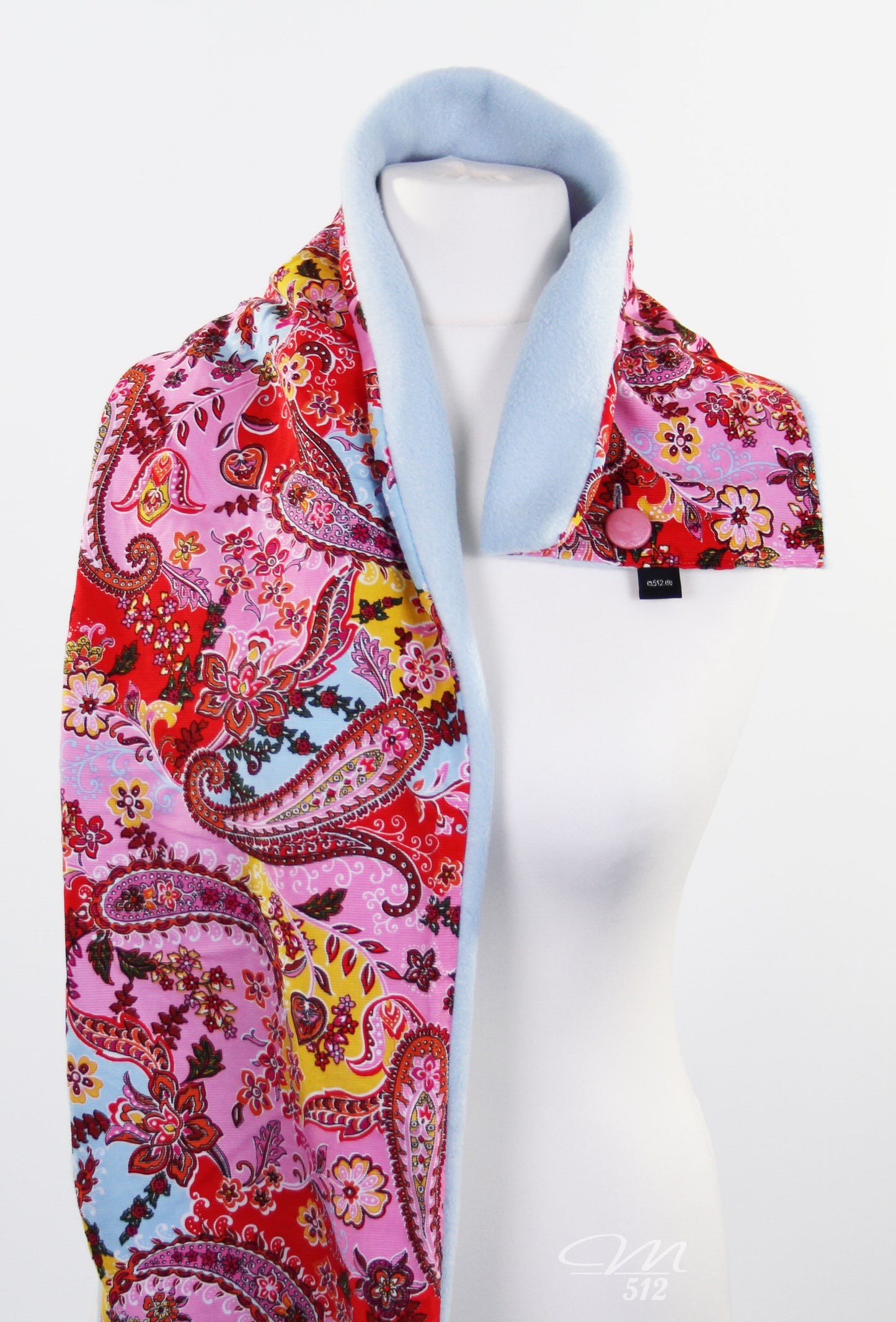 Warmes DRAPÉ Blüten-Paisley Hellblau-Rosé