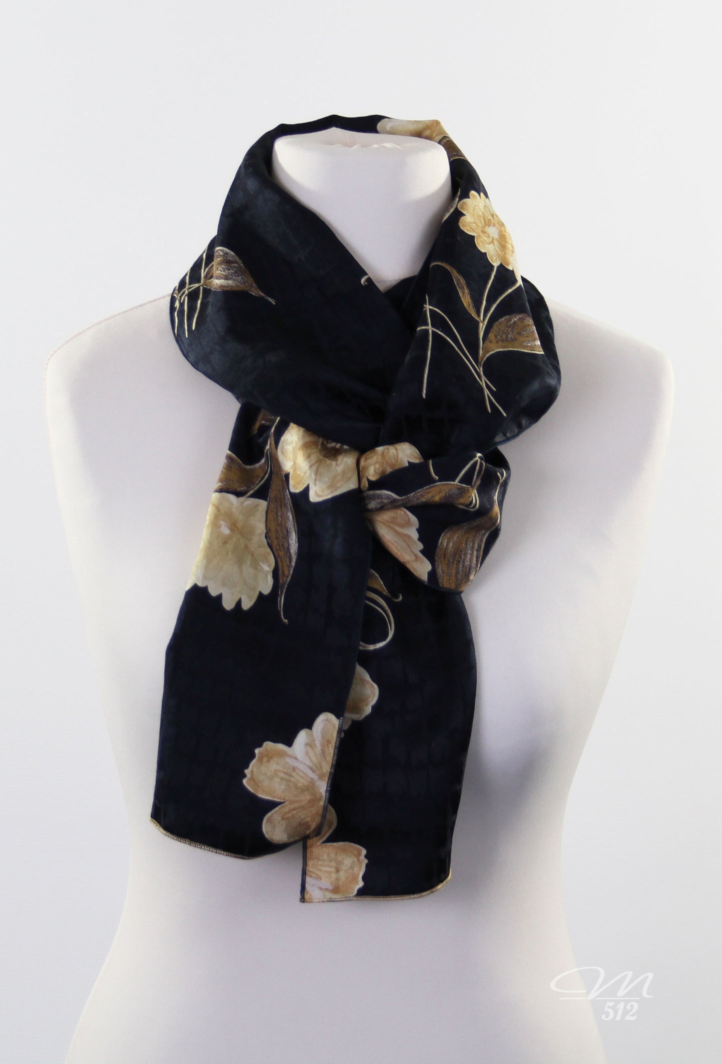 Seidenschal L Marine-Gold