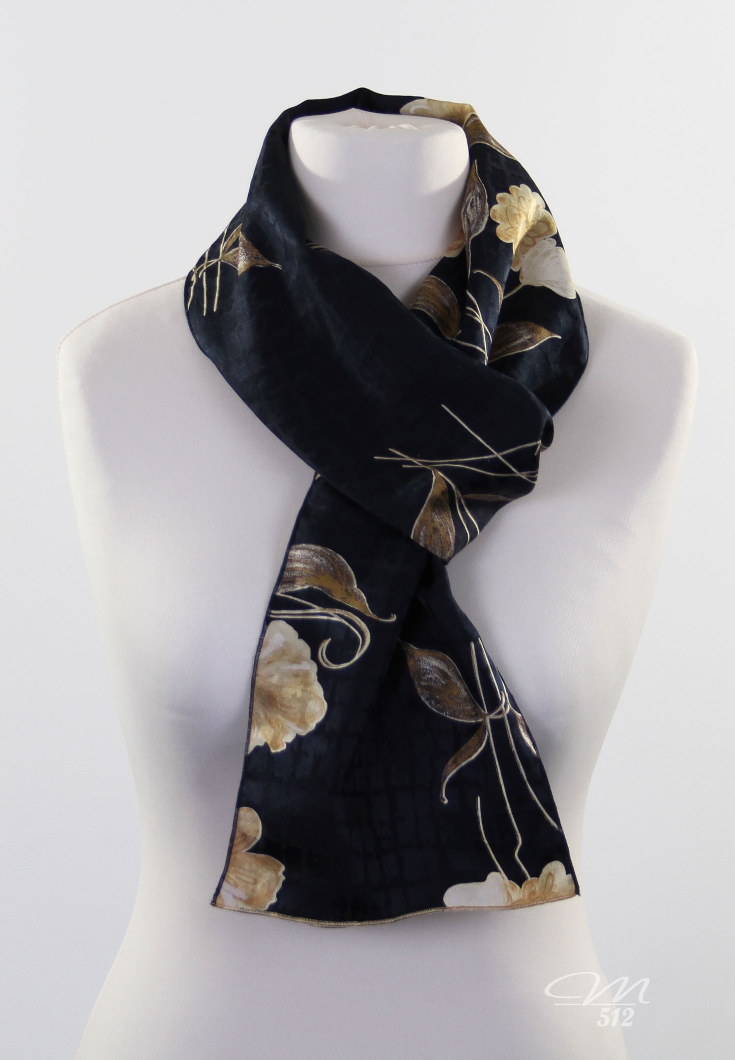 Seidenschal L Marine-Gold