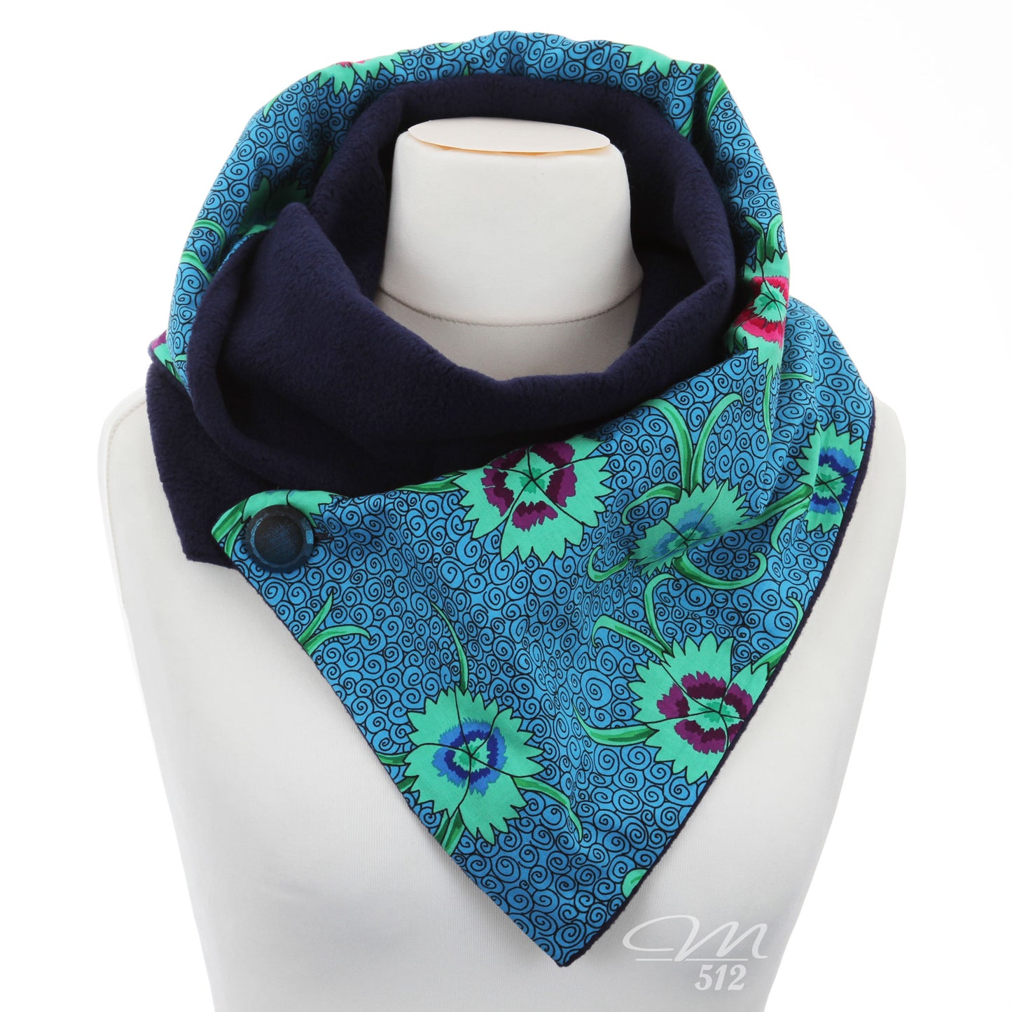 Warmes DRAPÉ Blüten, Kringel und Blau