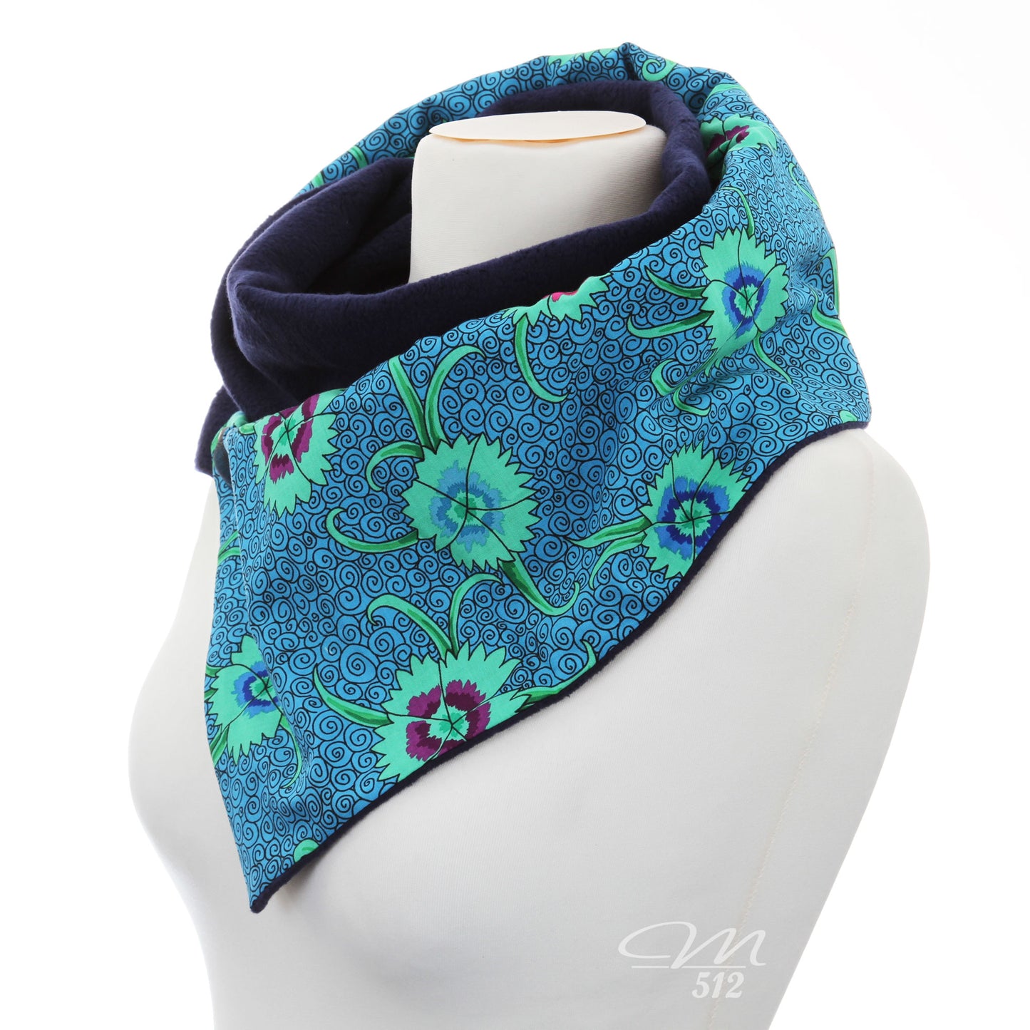 Warmes DRAPÉ Blüten, Kringel und Blau