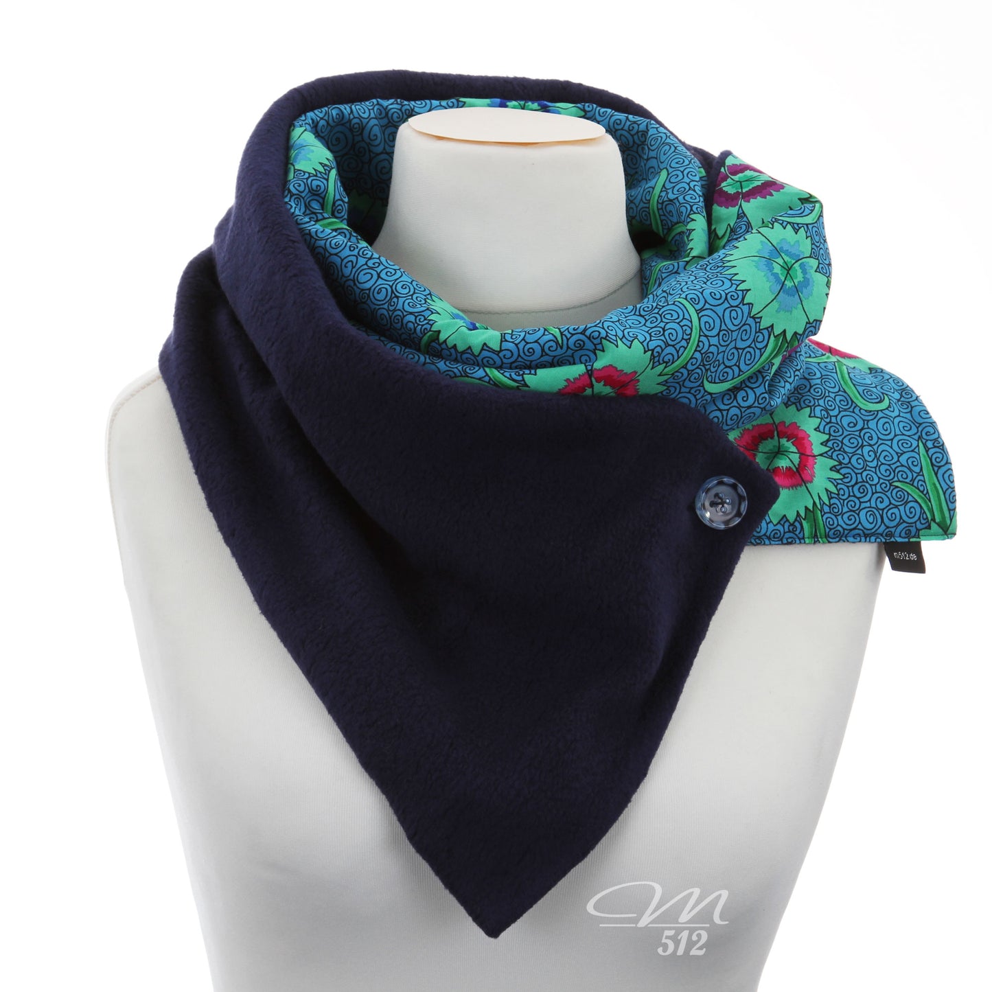 Warmes DRAPÉ Blüten, Kringel und Blau