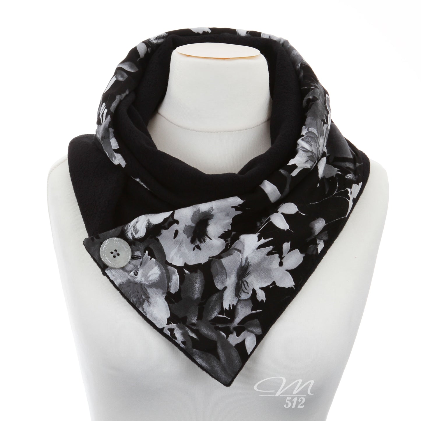 Warmes DRAPÉ Flowers Black&White Schwarz