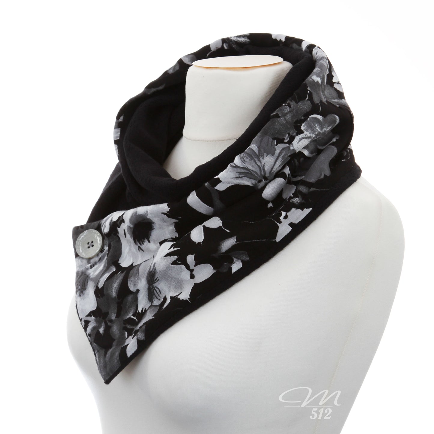 Warmes DRAPÉ Flowers Black&White Schwarz