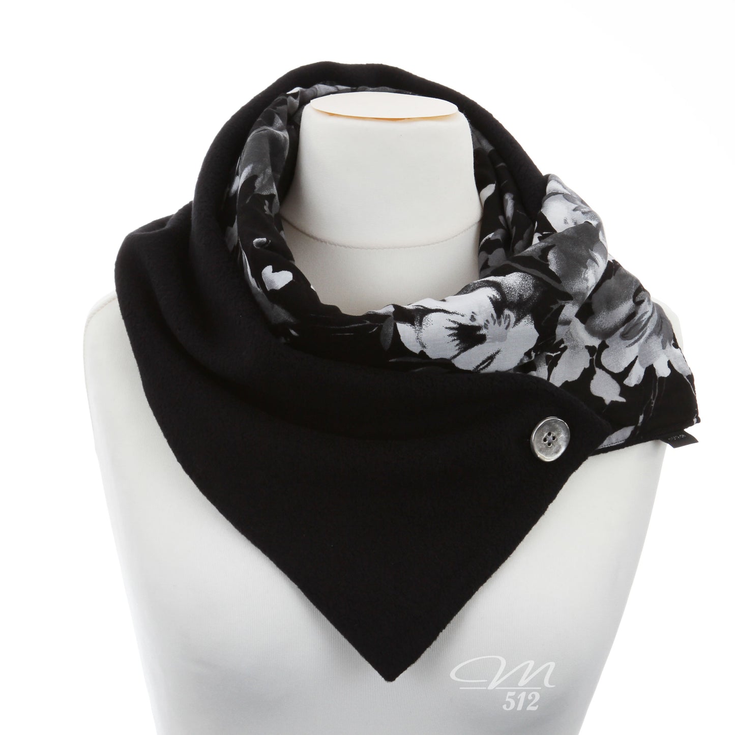 Warmes DRAPÉ Flowers Black&White Schwarz