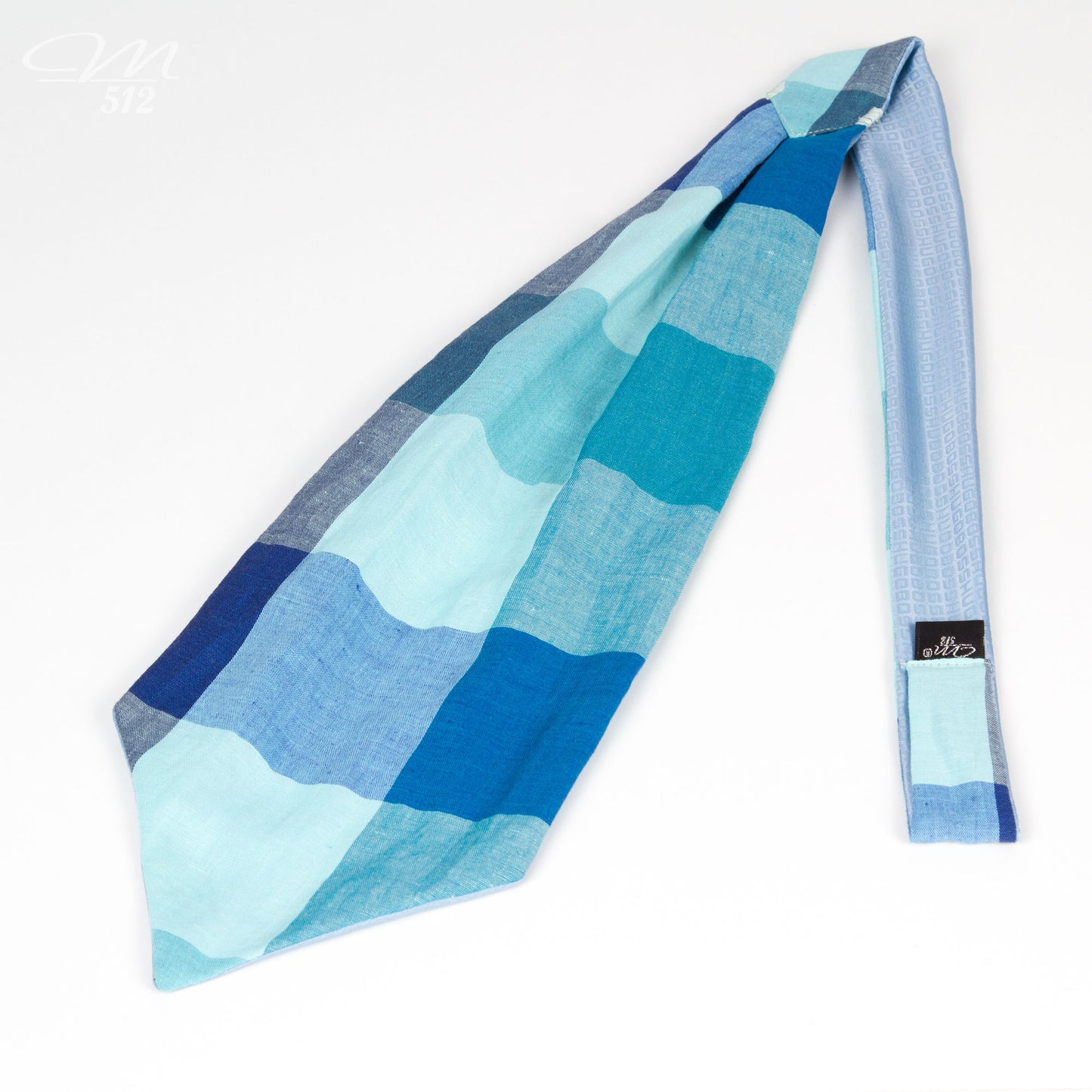 Krawattenschal Leinen-Karo Aqua