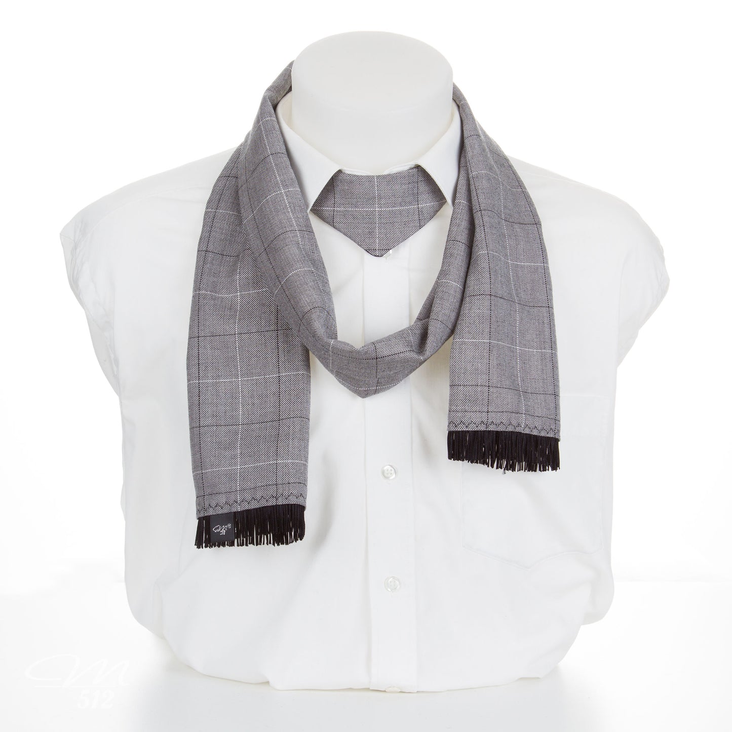 No-Tie und Schal Karo Hellgrau