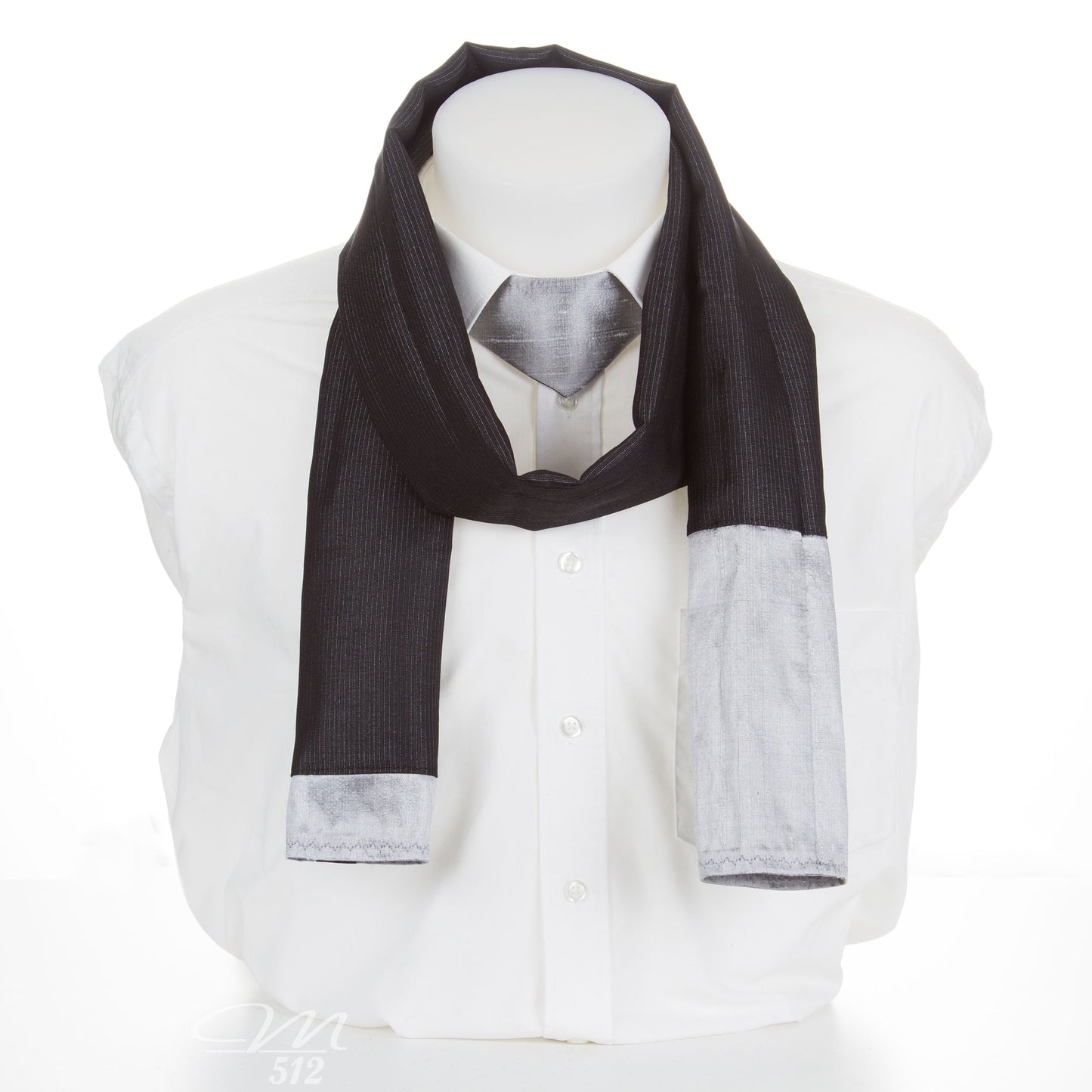 No-Tie und Schal Anthrazit-Silver