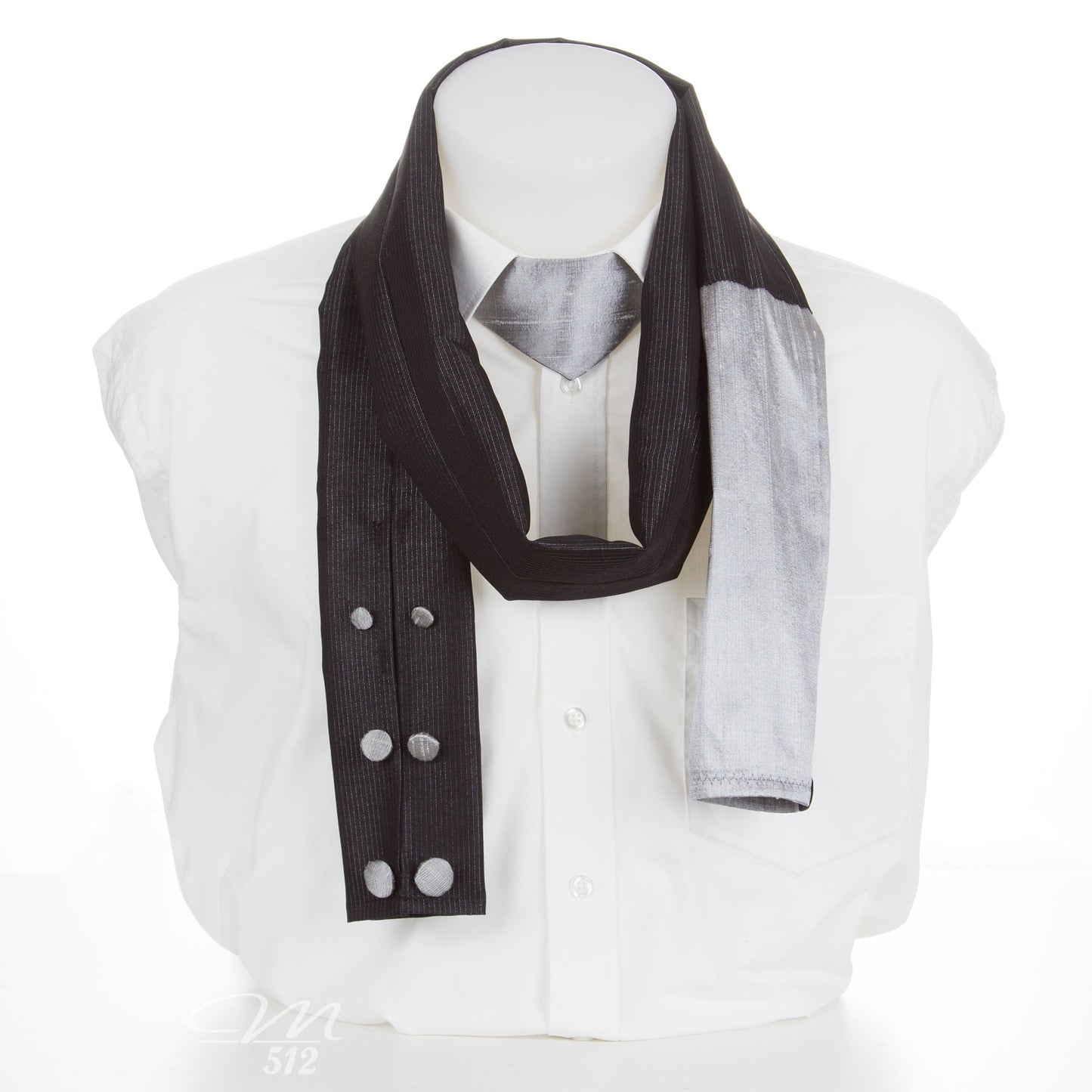 No-Tie und Schal Silber/Anthrazit