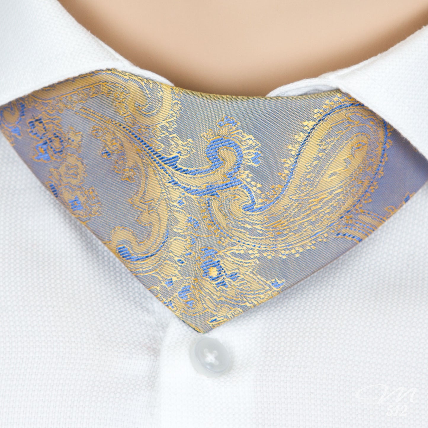 No-Tie Paisley Gold-Blau