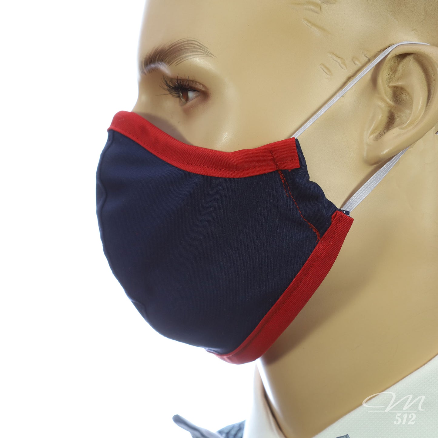 Mund-Nasen-Maske Modell C marine/rot