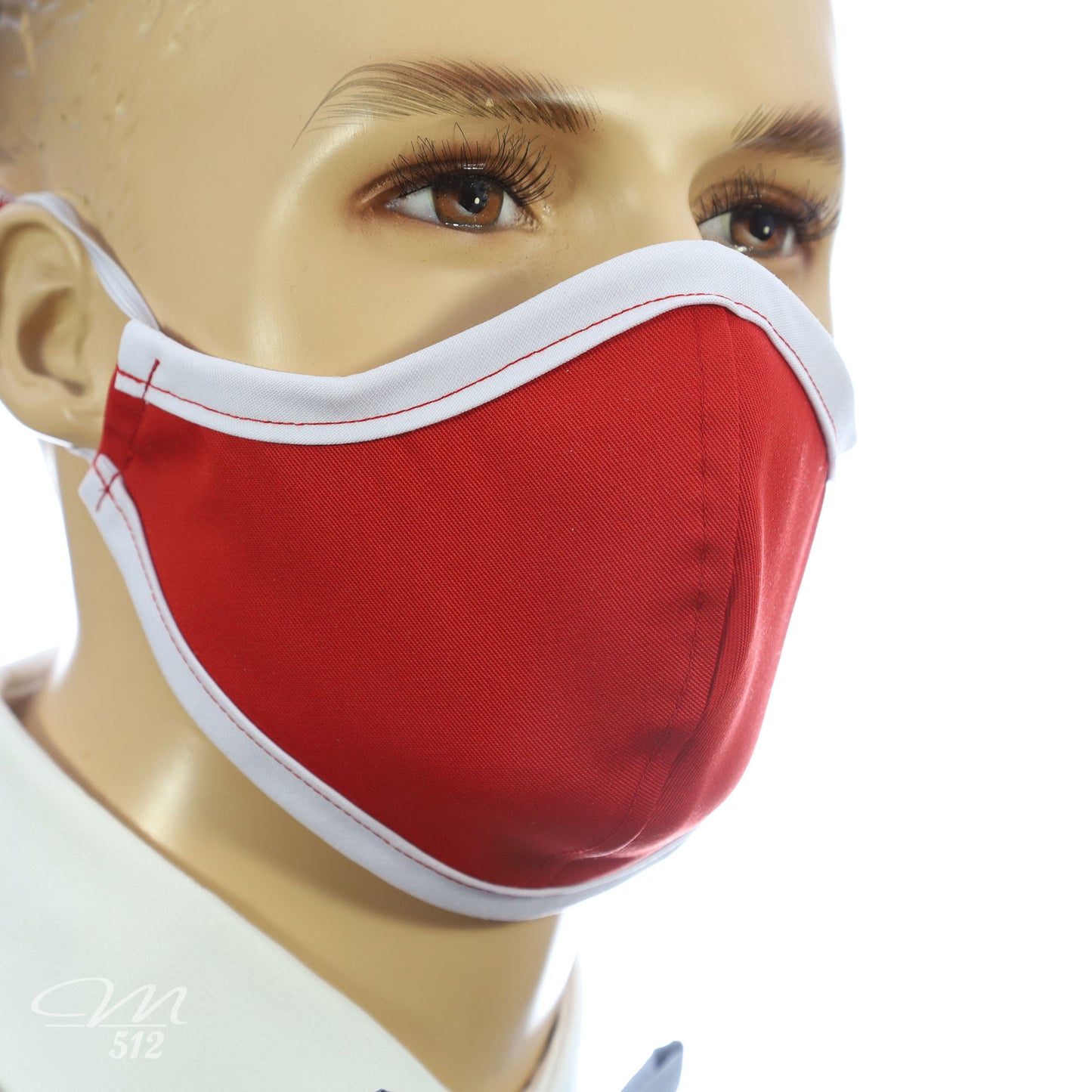 Mund-Nasen-Maske Modell C rot/weiß