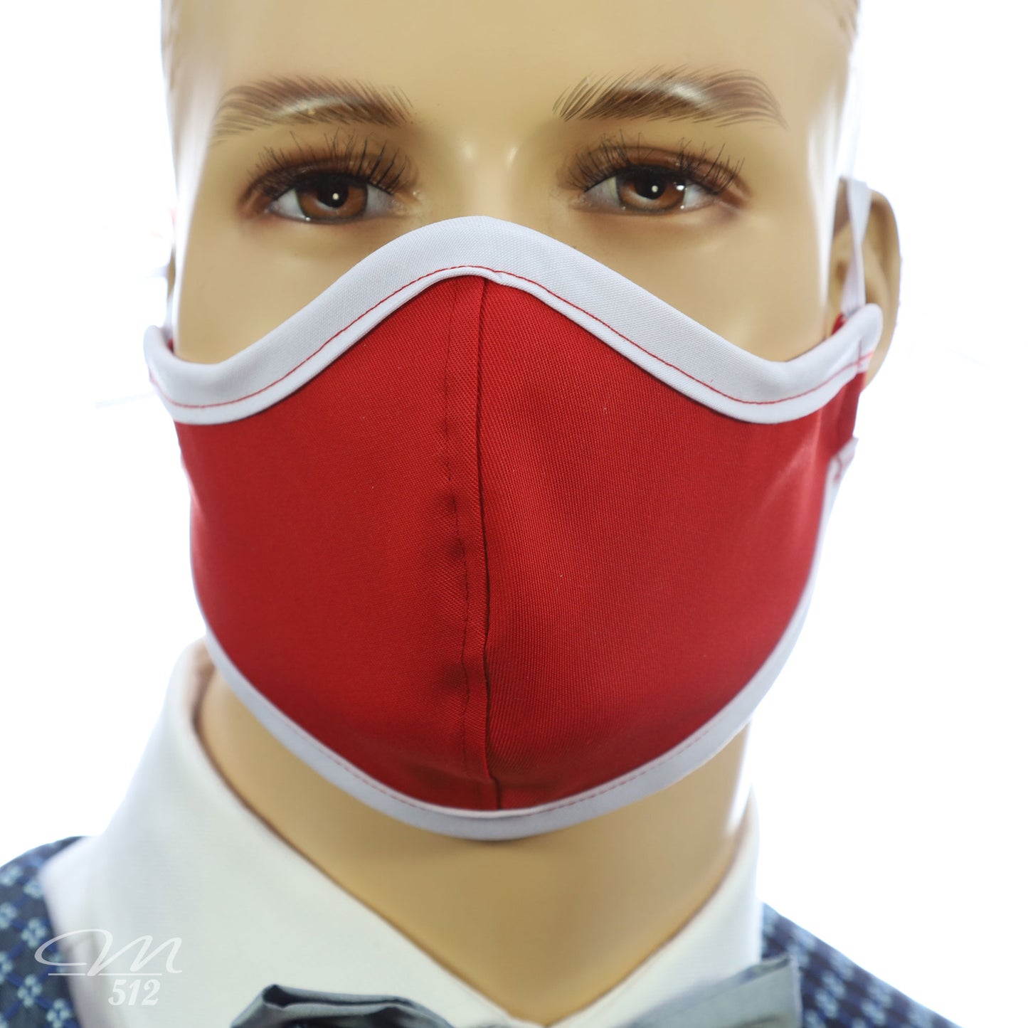 Mund-Nasen-Maske Modell C rot/weiß