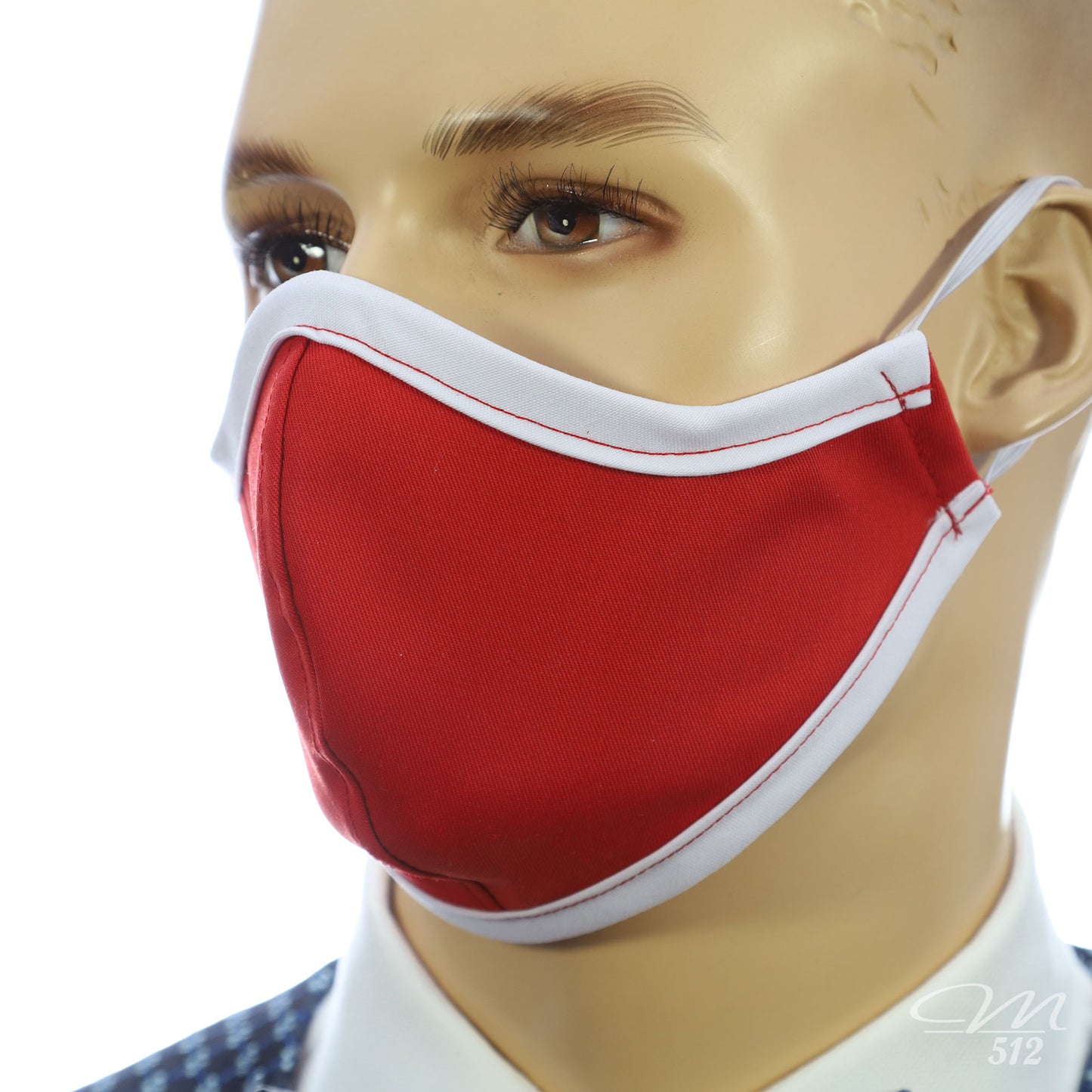 Mund-Nasen-Maske Modell C rot/weiß