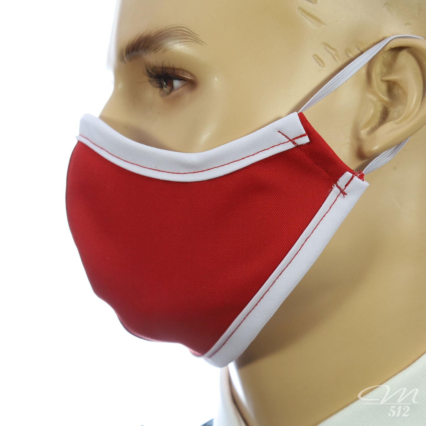 Mund-Nasen-Maske Modell C rot/weiß