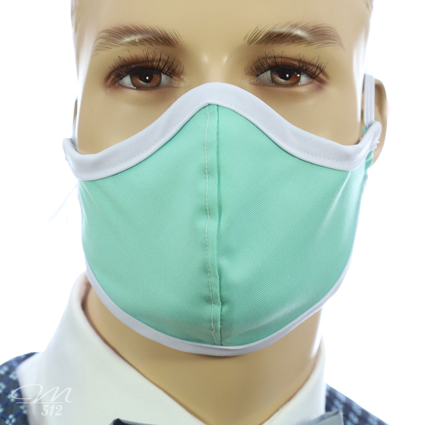Mund-Nasen-Maske Modell C mintgrün/weiß