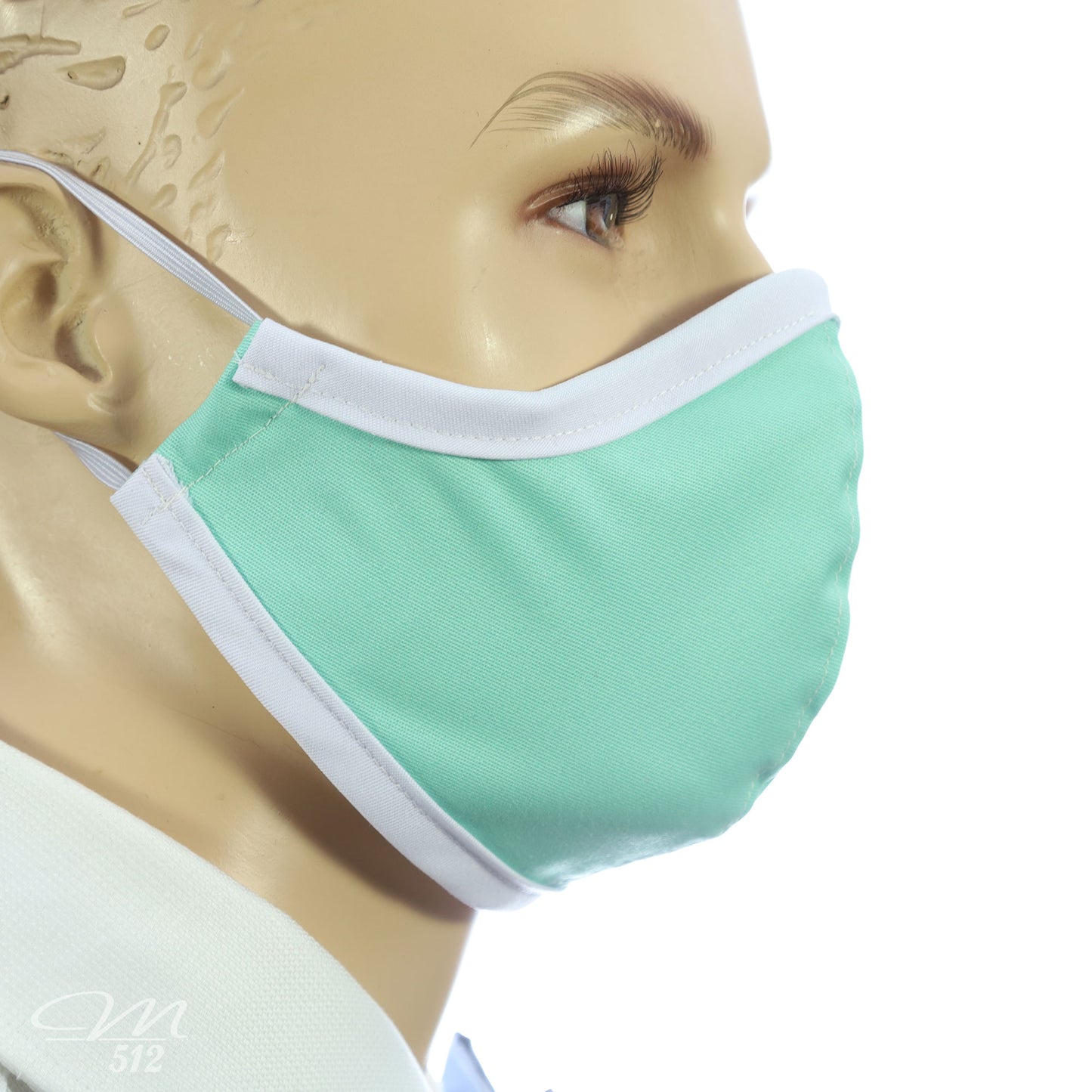 Mund-Nasen-Maske Modell C mintgrün/weiß