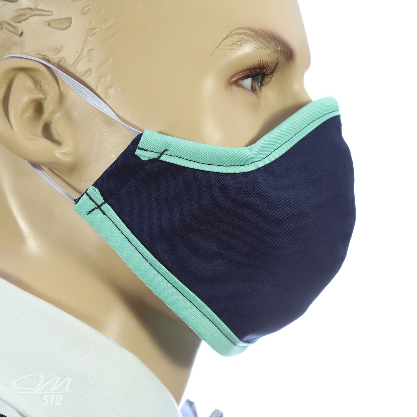 Mund-Nasen-Maske Modell C marine/mintgrün