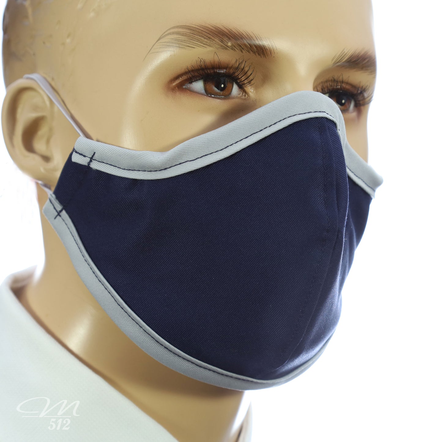 Mund-Nasen-Maske Modell C marine/grau