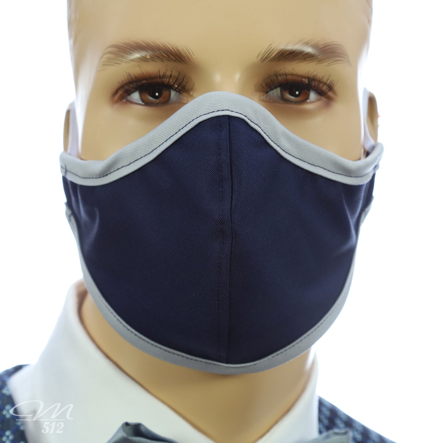 Mund-Nasen-Maske Modell C marine/grau