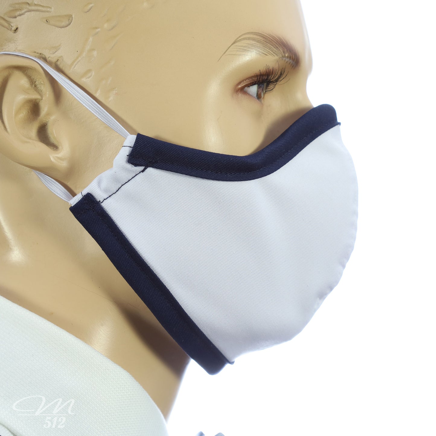 Mund-Nasen-Maske Modell C weiß/marine