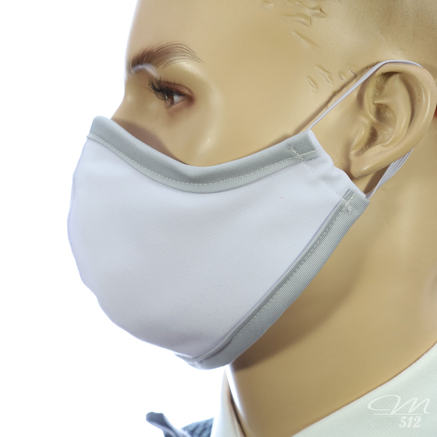 Mund-Nasen-Maske Modell C weiß/grau