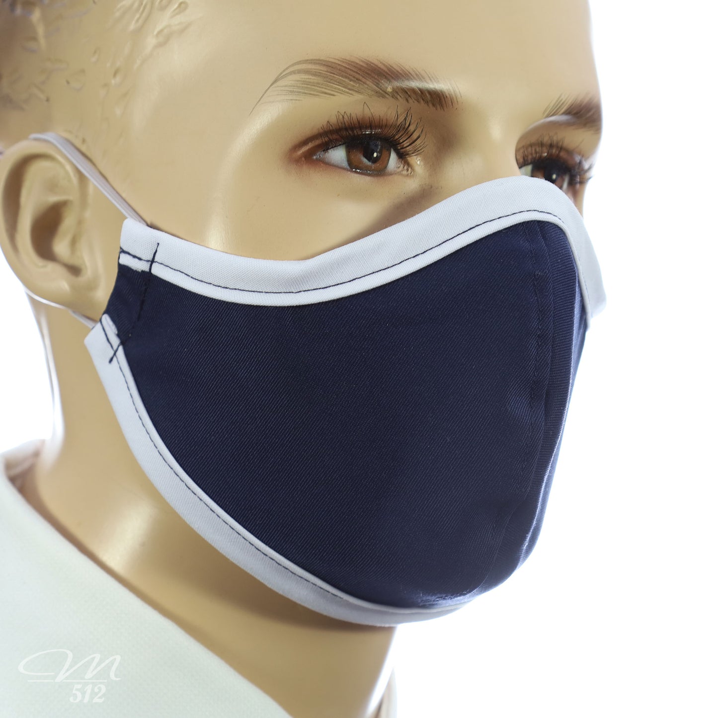 Mund-Nasen-Maske Modell C marine/weiß
