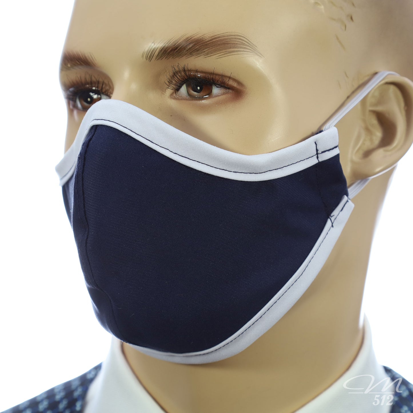 Mund-Nasen-Maske Modell C marine/weiß