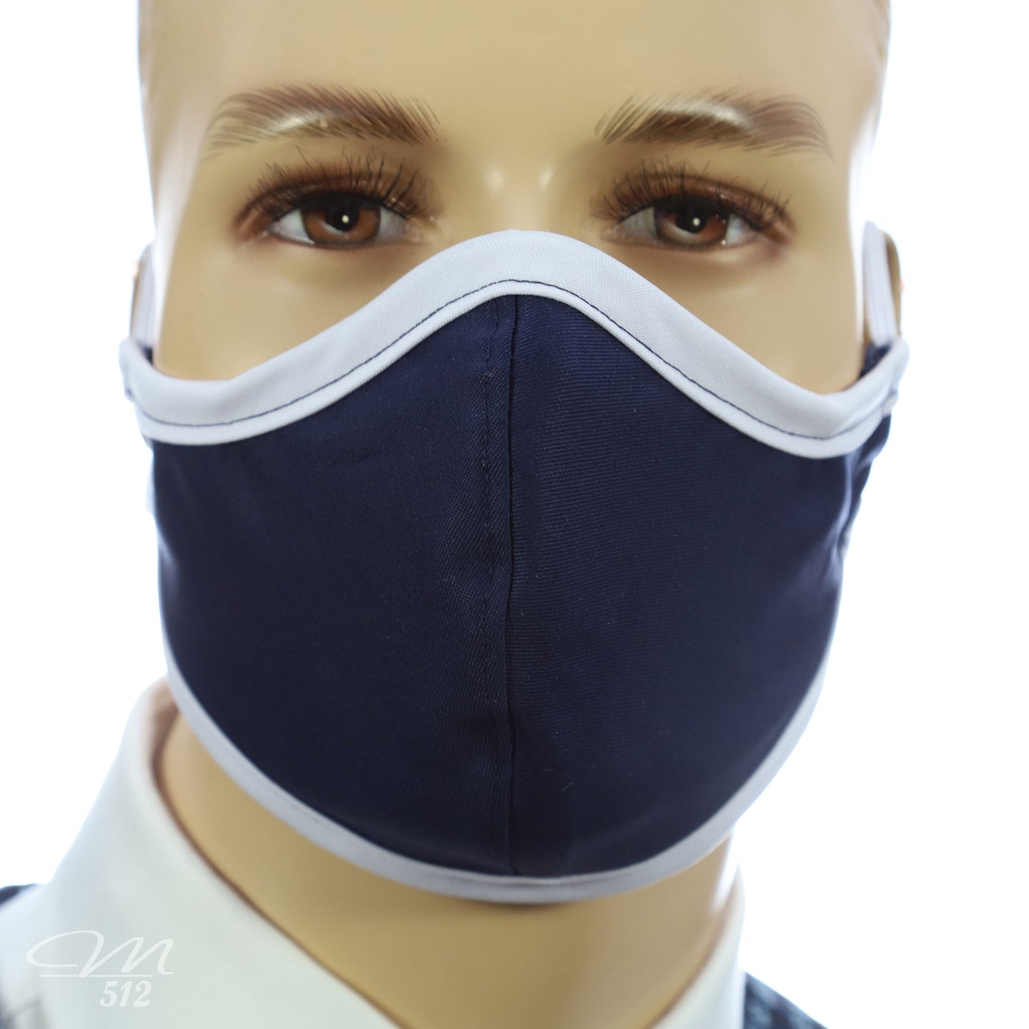 Mund-Nasen-Maske Modell C marine/weiß