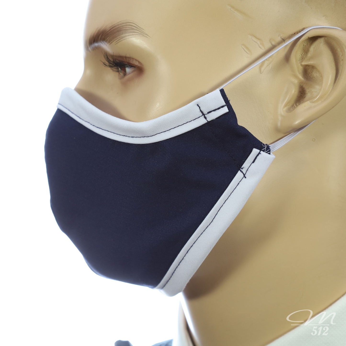 Mund-Nasen-Maske Modell C marine/weiß