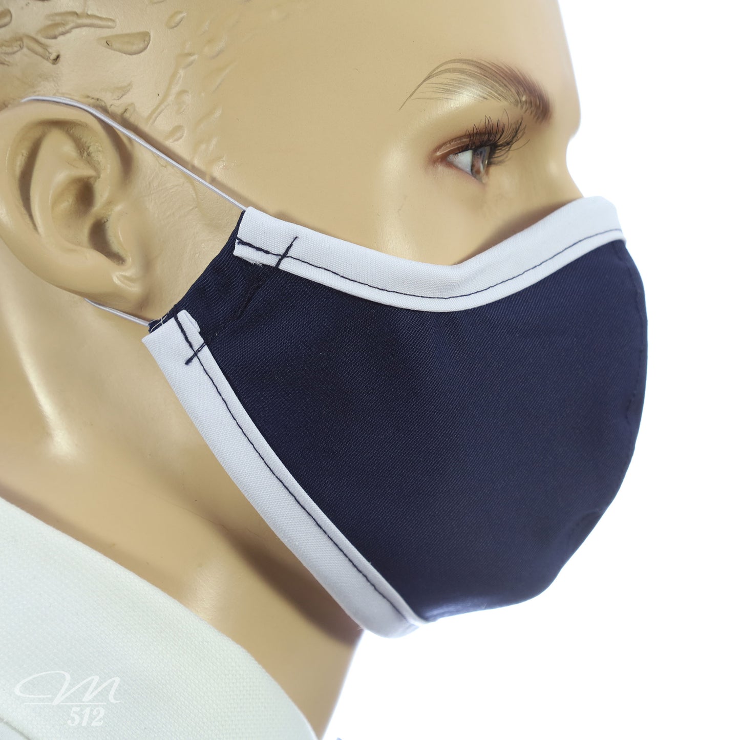 Mund-Nasen-Maske Modell C marine/weiß