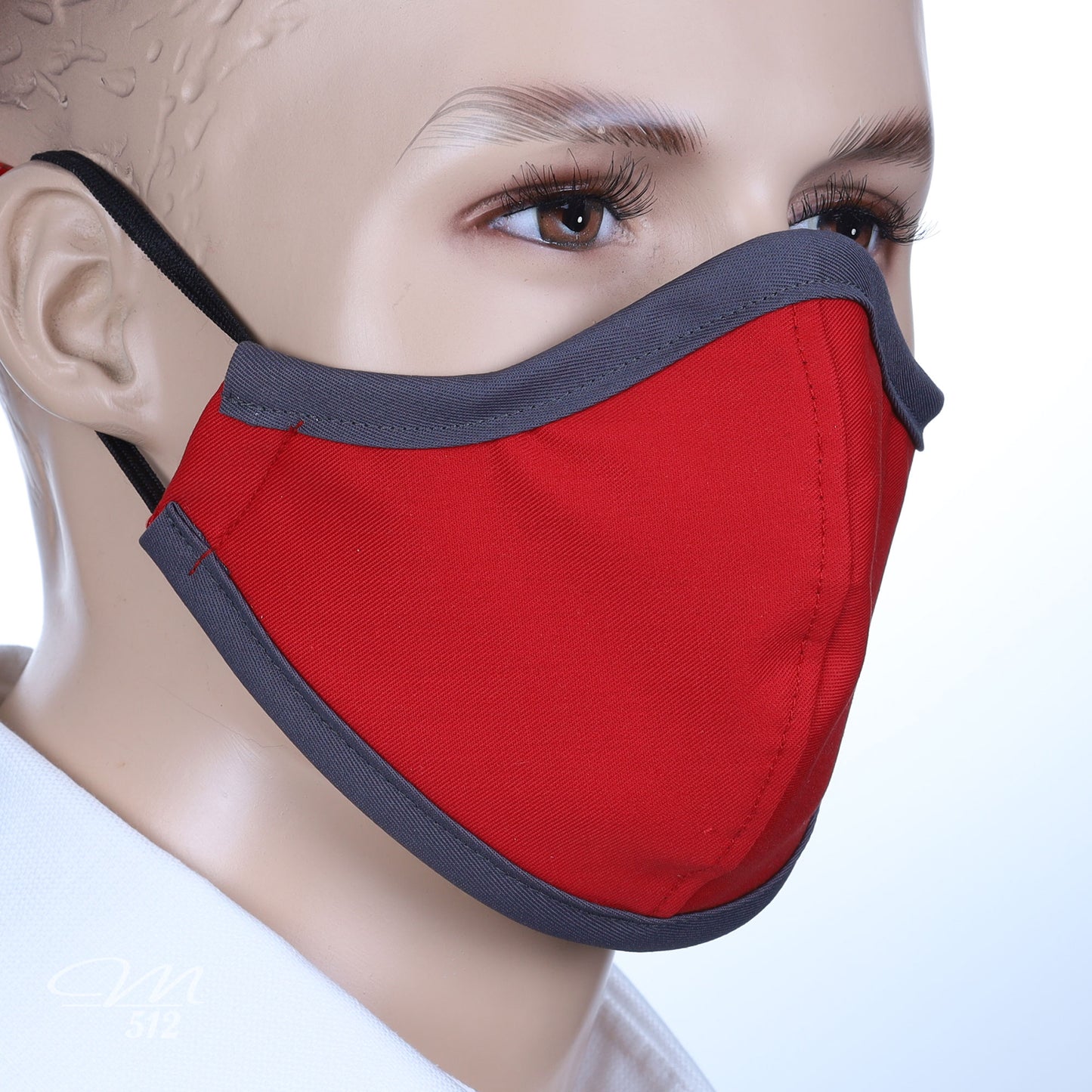 Mund-Nasen-Maske rot/grau