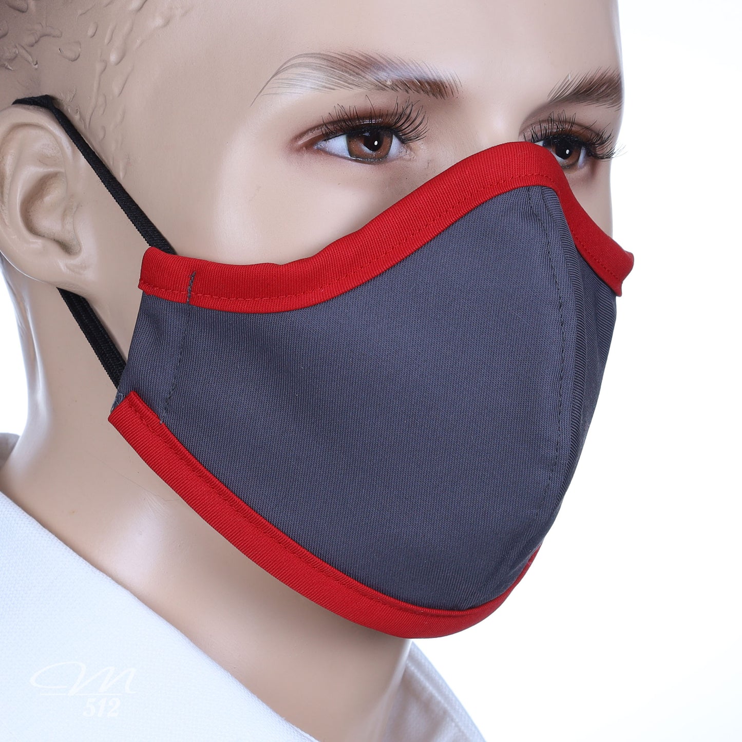Mund-Nasen-Maske grau/rot