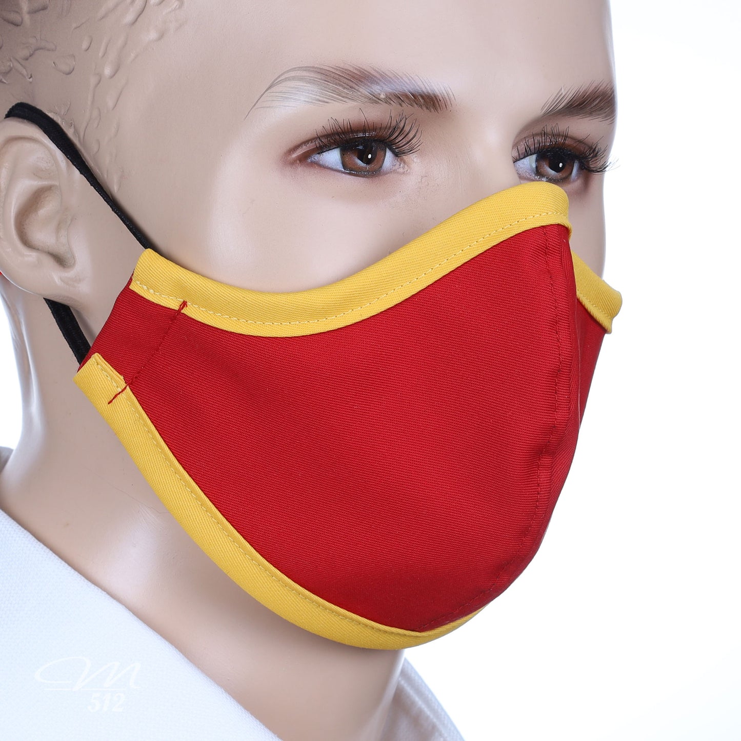 Mund-Nasen-Maske rot/gelb