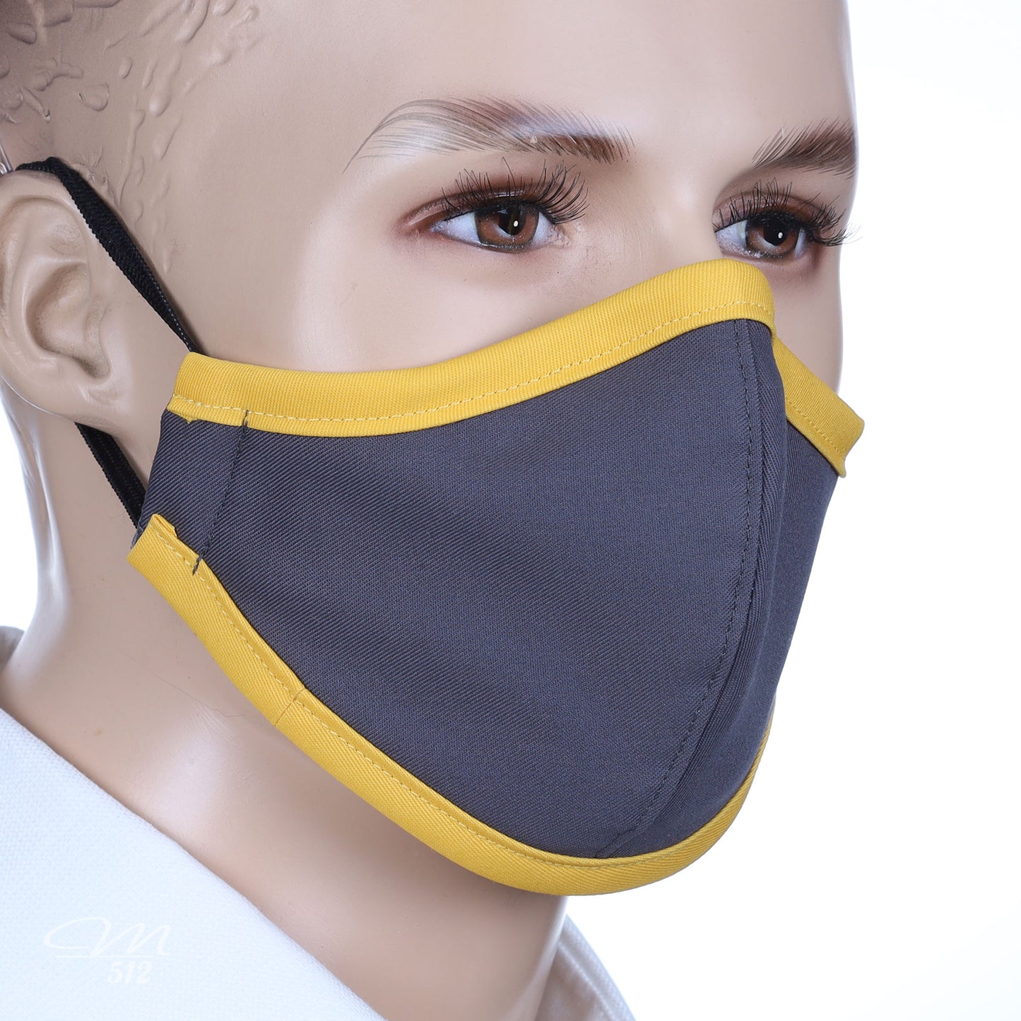 Mund-Nasen-Maske grau/gelb