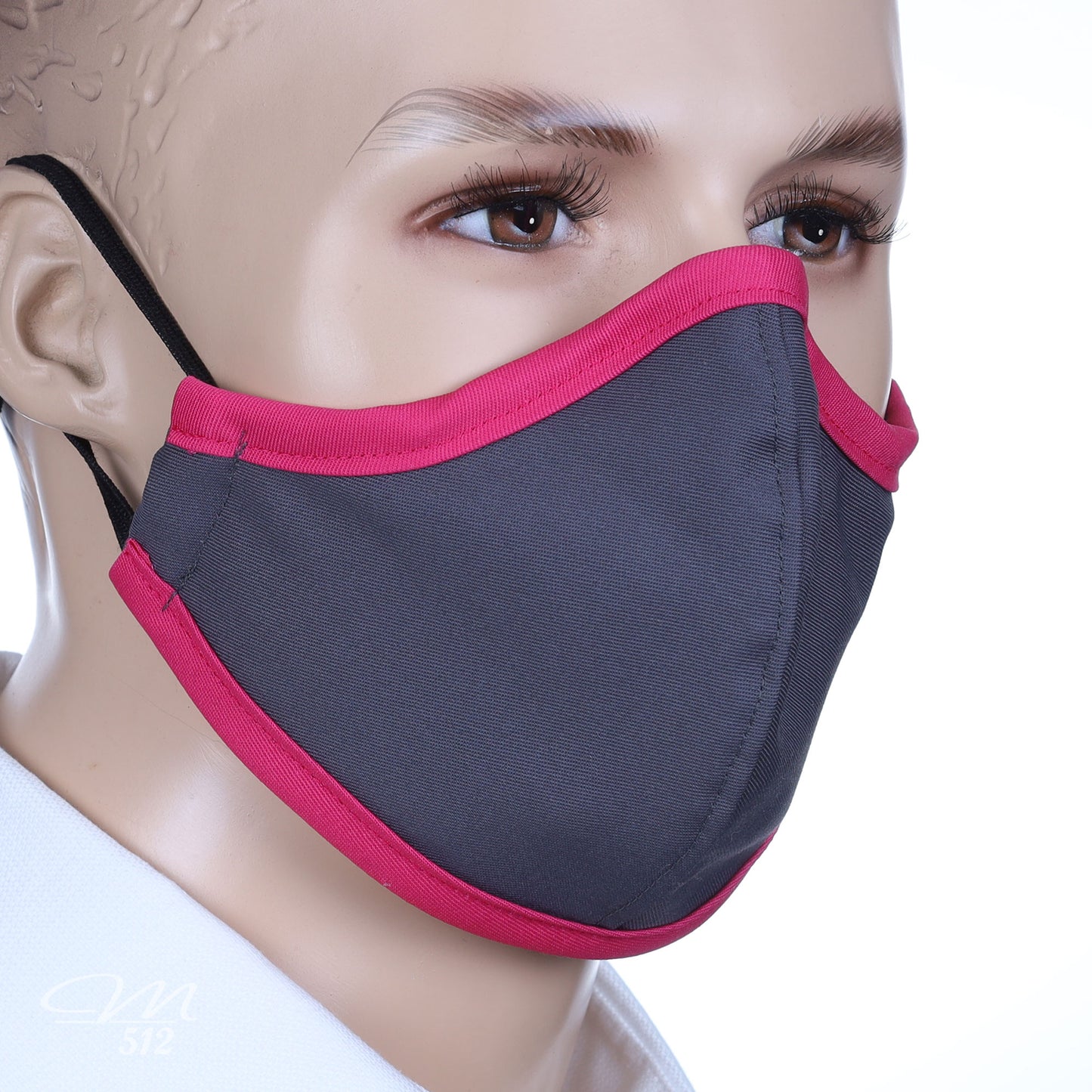 Mund-Nasen-Maske grau/pink