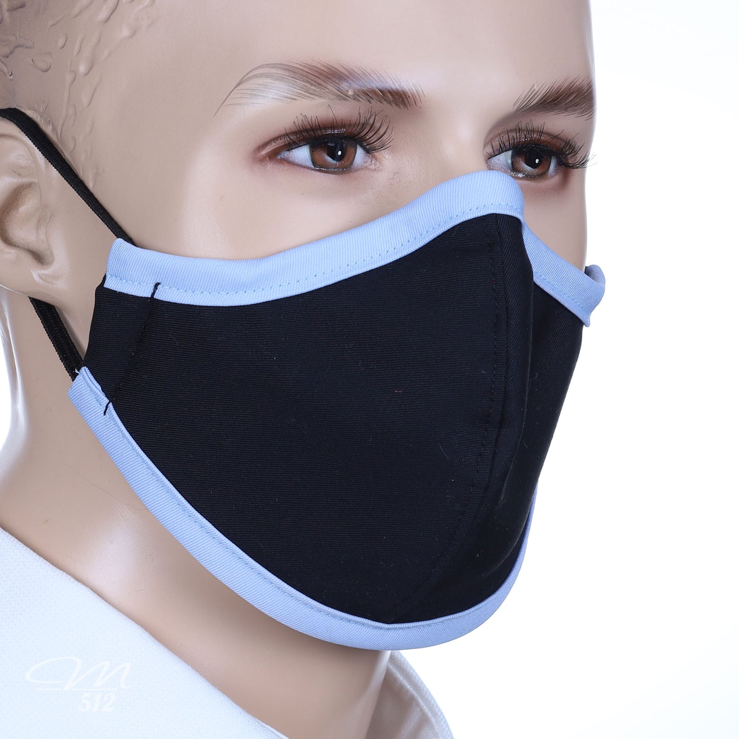 Mund-Nasen-Maske schwarz/hellblau