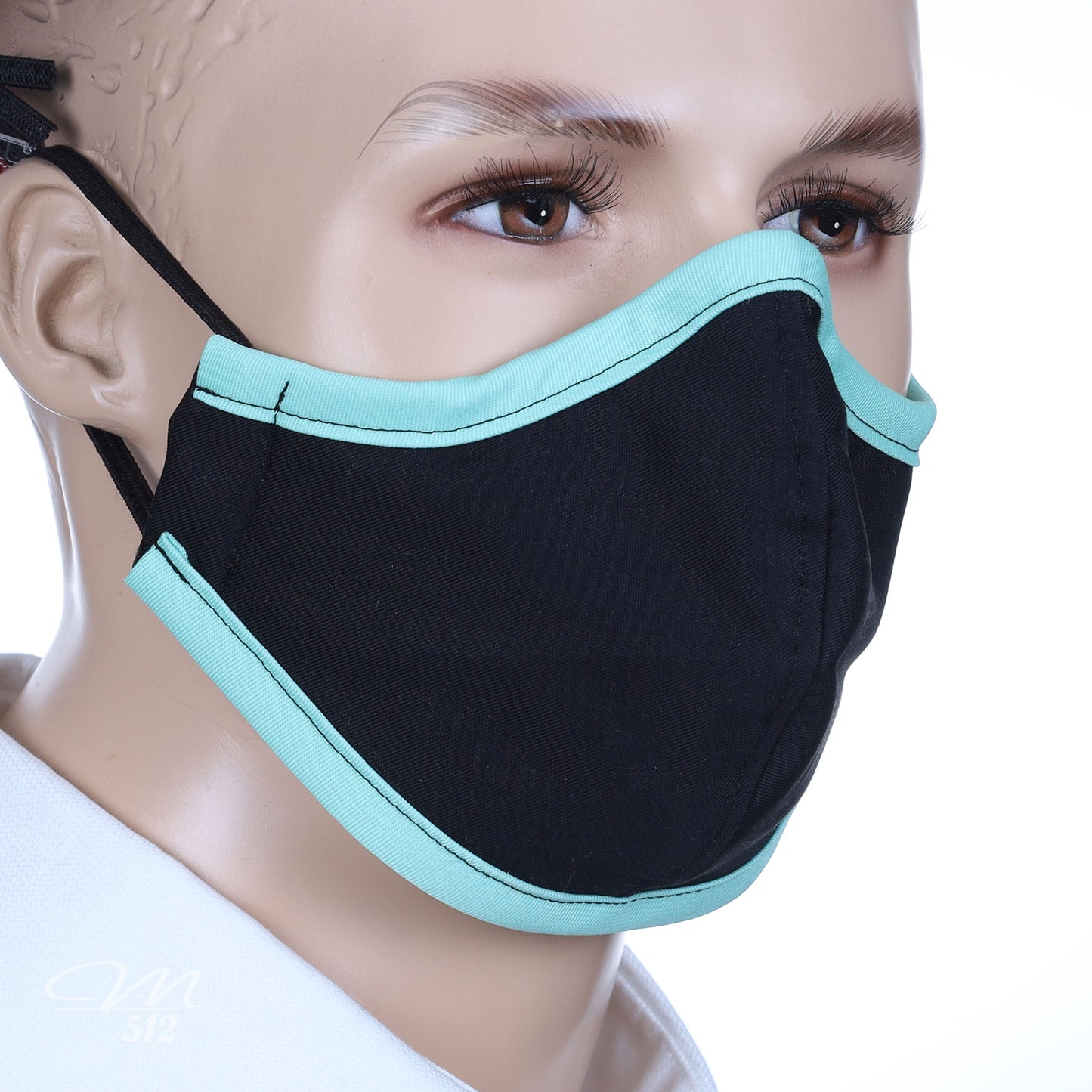 Mund-Nasen-Maske schwarz/mint