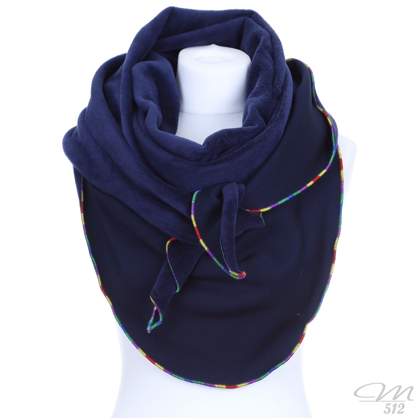 Doubleface-3Eck mit Flor Marine/Multicolor