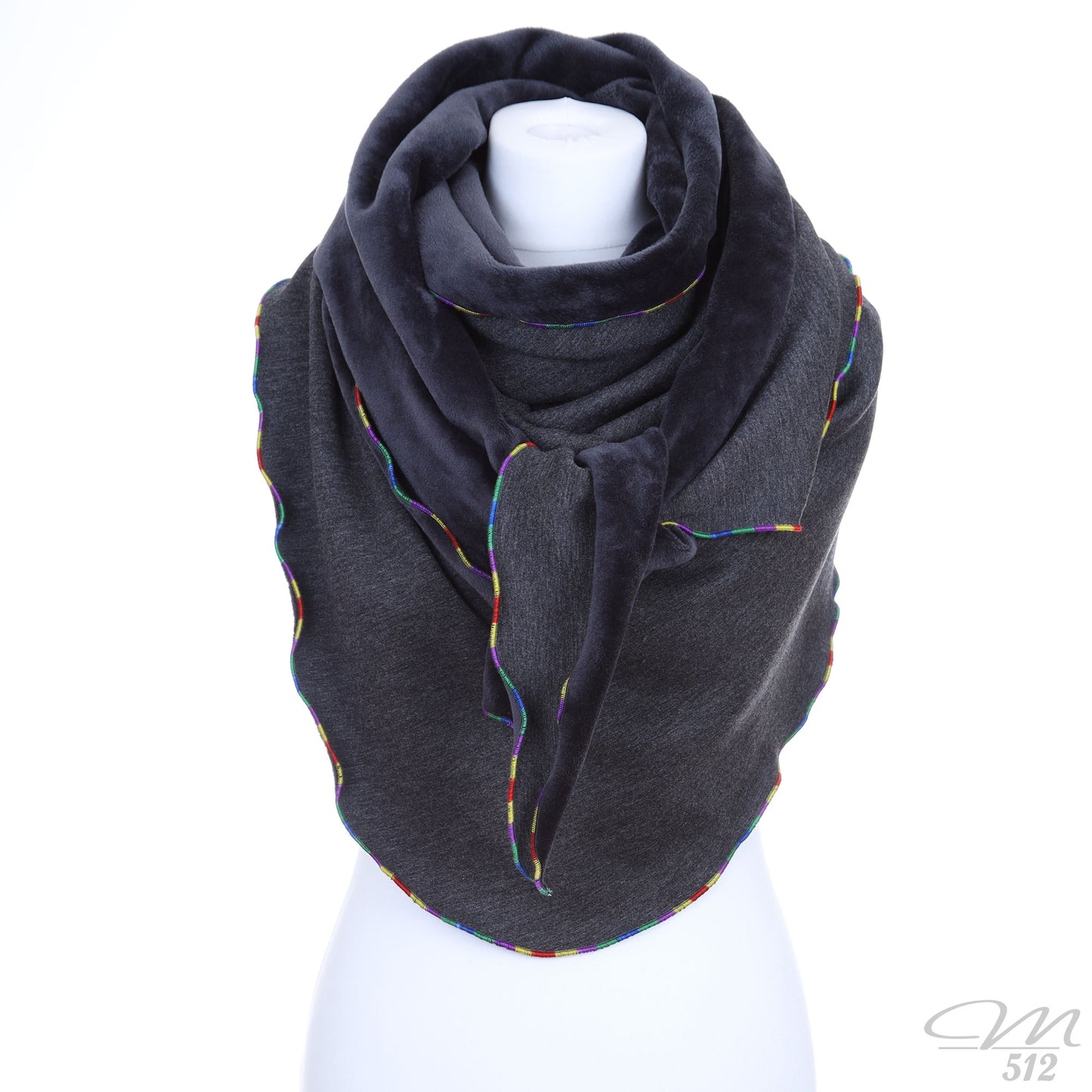 Doubleface-3Eck mit Flor Anthrazit/Multicolor
