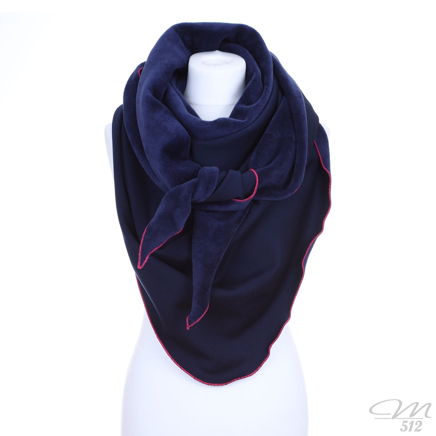 Doubleface-3Eck mit Flor in Marine/Pink